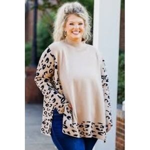 Chic Soul Leopard Print Tunic in Tan and Black